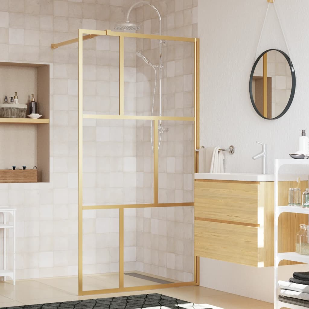 JUNG Vida Duschwand für Begehbare Dusche ESG Klarglas Golden 115x195cm