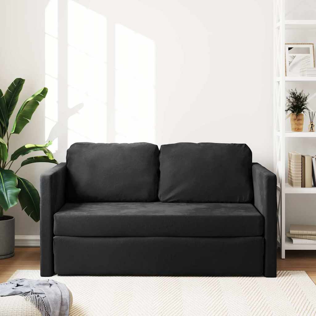 JUNG Vida Bodensofa mit Schlaffunktion Schwarz 122x204x55 cm Samt