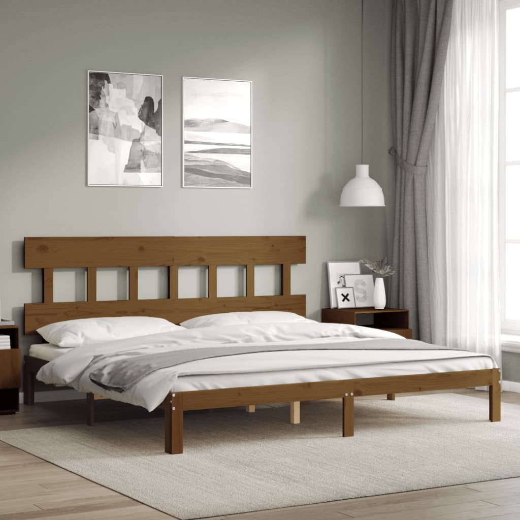 JUNG Vida Massivholzbett mit Kopfteil Honigbraun 200x200 cm