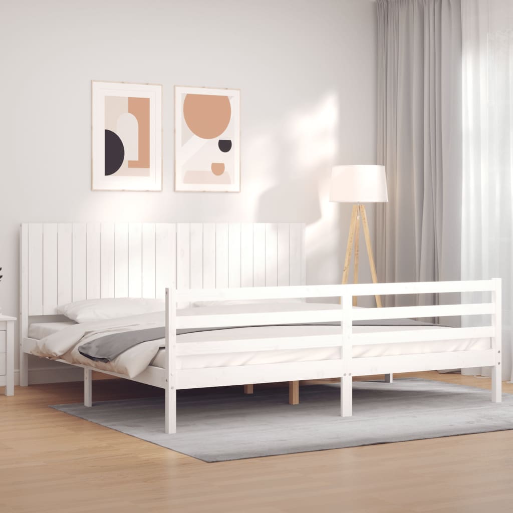JUNG Vida Massivholzbett mit Kopfteil Weiß 200x200 cm