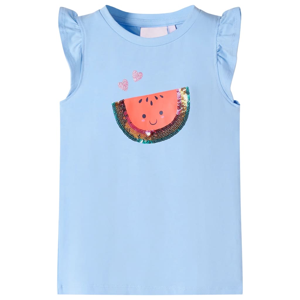 JUNG Vida Kinder-T-Shirt mit Rüschenärmeln Hellblau 128