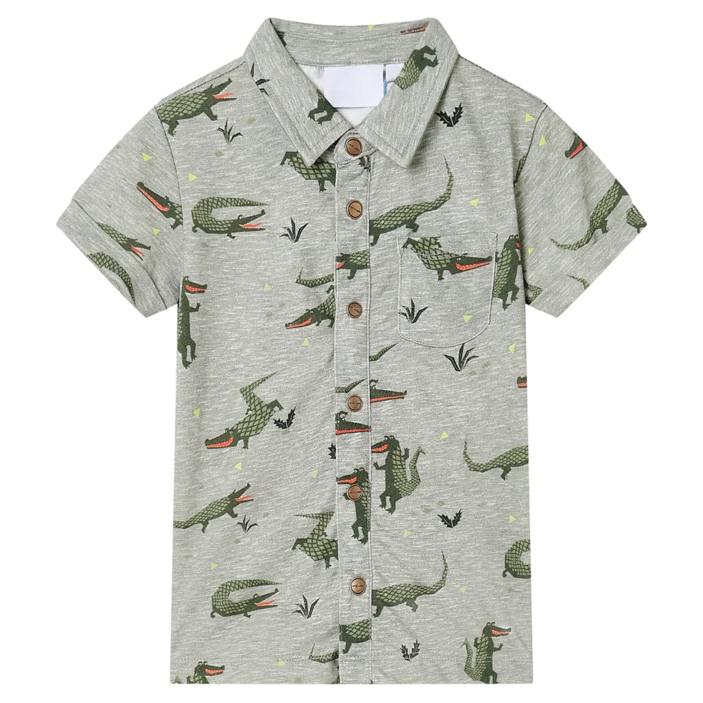 JUNG Vida Kinderhemd Helles Khaki Melange 128