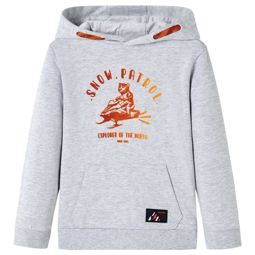 JUNG Vida Kinder-Kapuzenpullover Grau Melange und Orange 116