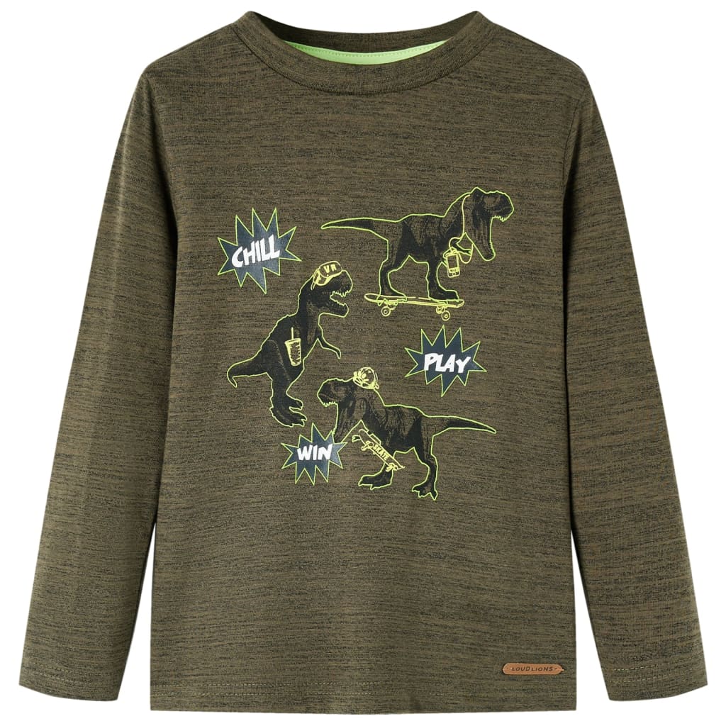 JUNG Vida Kinder-Langarmshirt Dunkles Khaki Melange 116