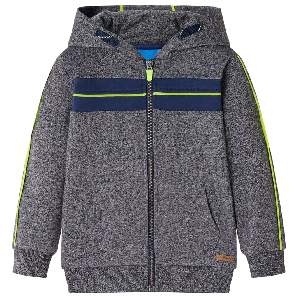 JUNG Vida Kinder-Kapuzenpullover mit Reißverschluss Grau Melange 92