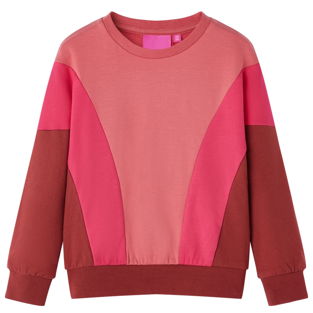 JUNG Vida Kinder-Sweatshirt Farbblock Rosa und Henna 116