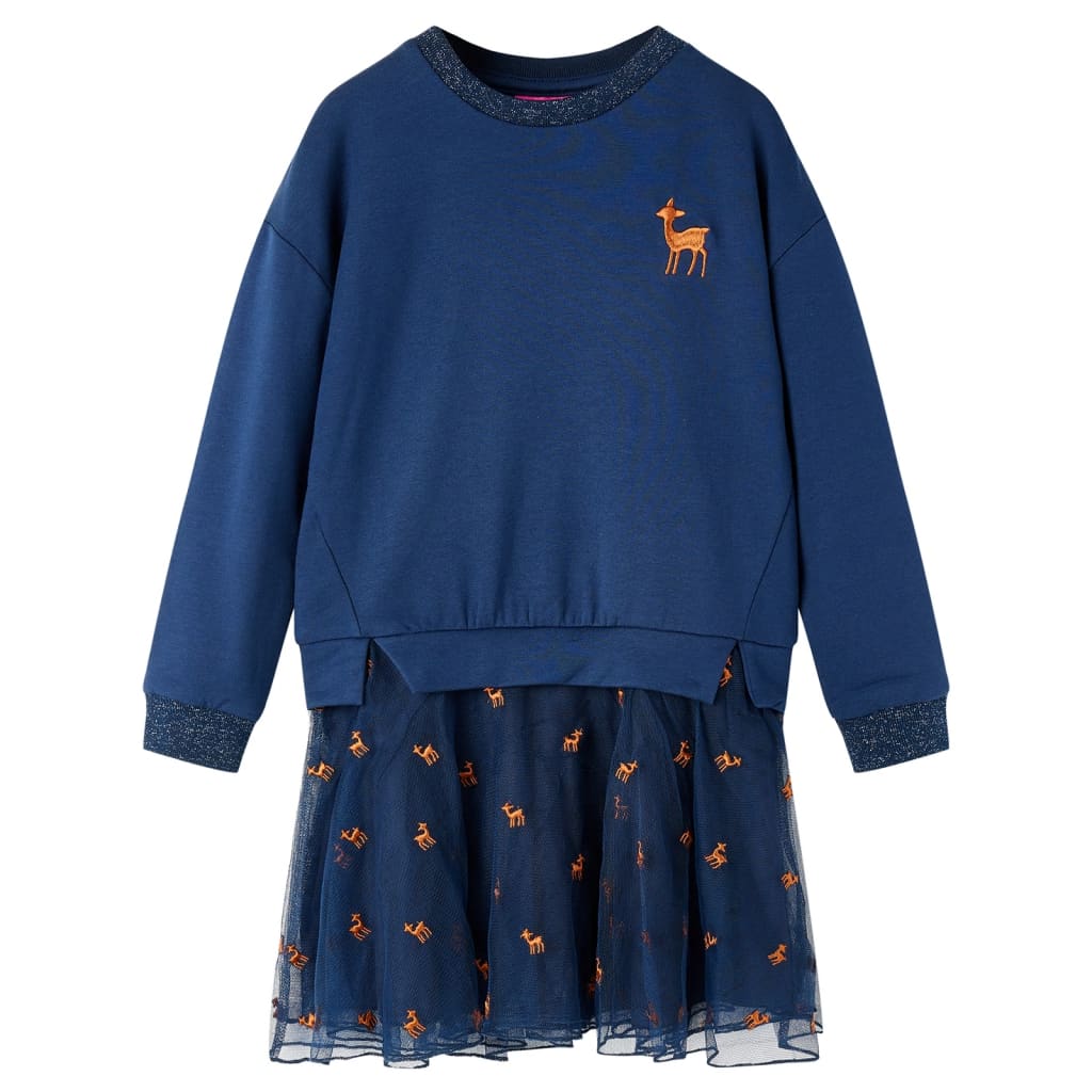 JUNG Vida Kinderkleid mit Langen Ärmeln Marineblau 128