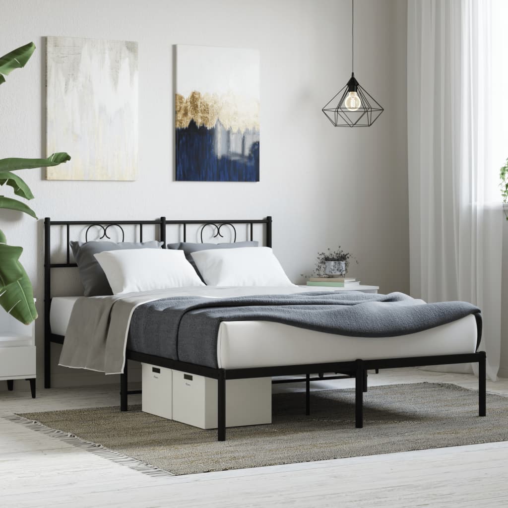 JUNG Vida Bettgestell mit Kopfteil Metall Schwarz 140x190 cm
