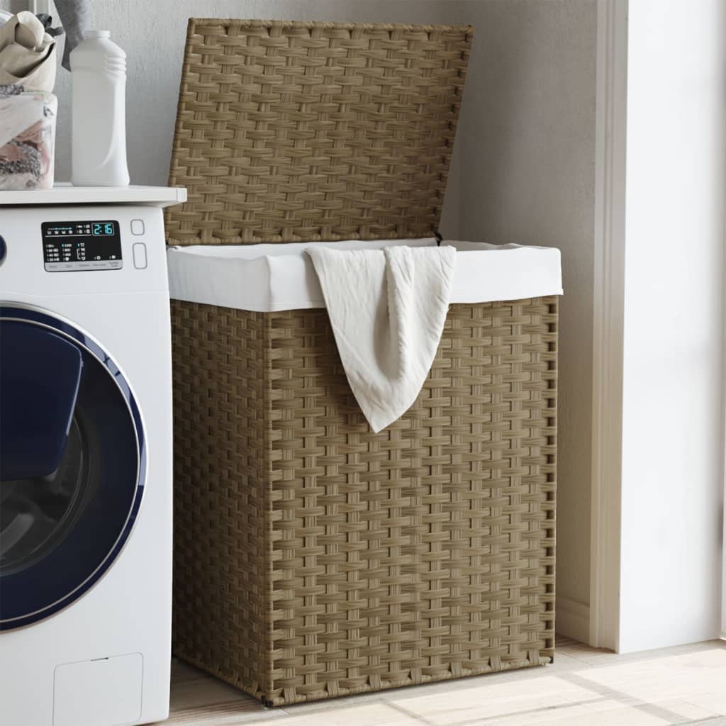 JUNG Vida Wäschekorb mit Deckel 46x33x60 cm Poly Rattan