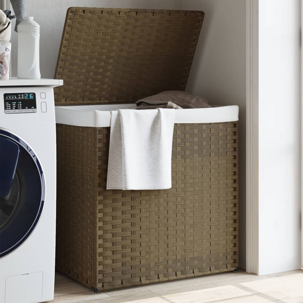 JUNG Vida Wäschekorb mit 2 Fächern 53x35x57 cm Poly Rattan