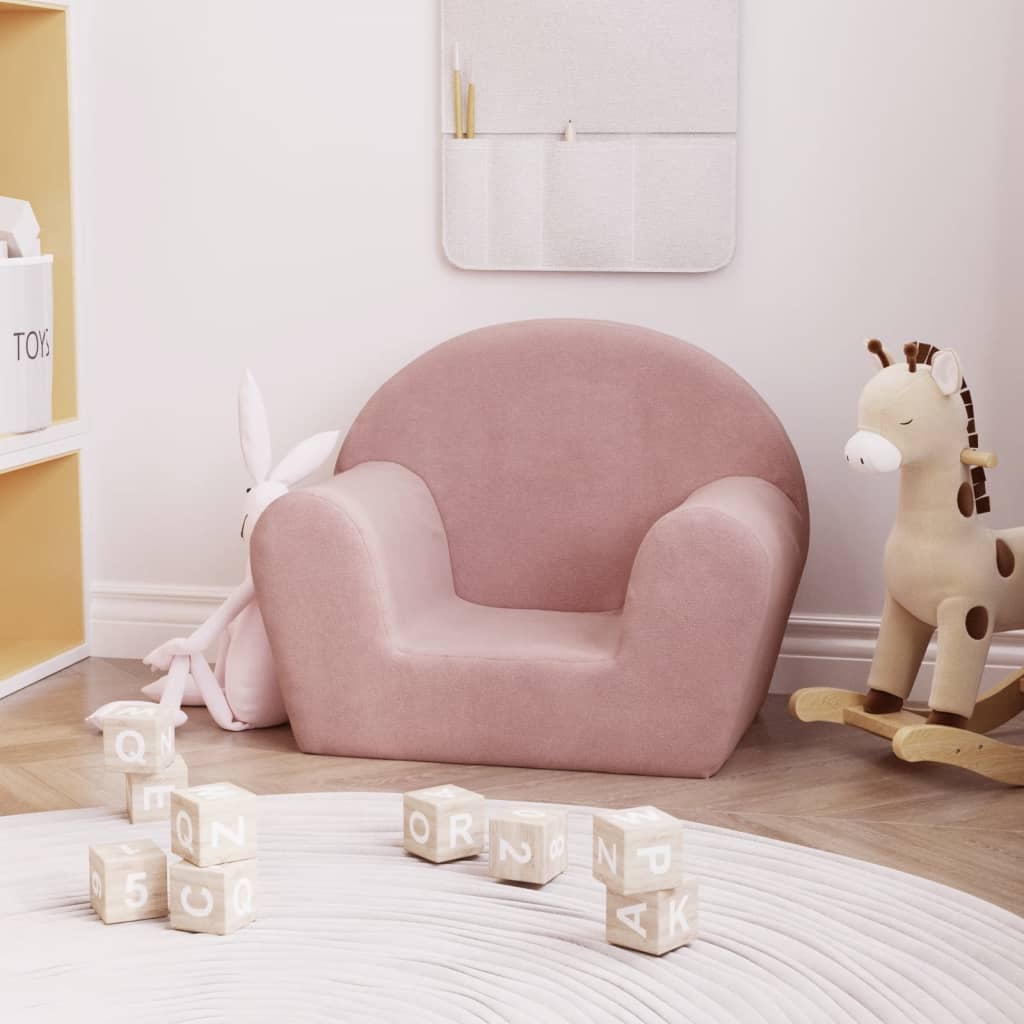 JUNG Vida Kindersofa Rosa Weicher Plüsch
