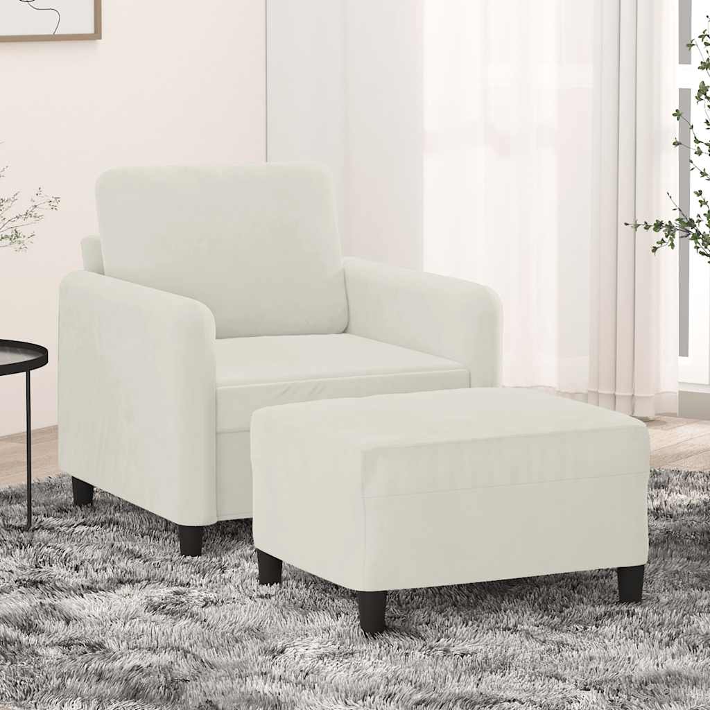 JUNG Vida Sessel mit Hocker Creme 60 cm Samt