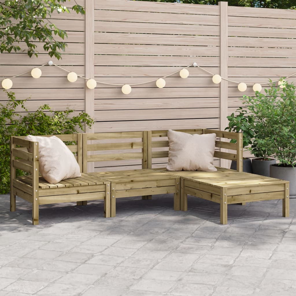JUNG Vida Gartensofa 3-Sitzer mit Hocker Kiefernholz Imprägniert