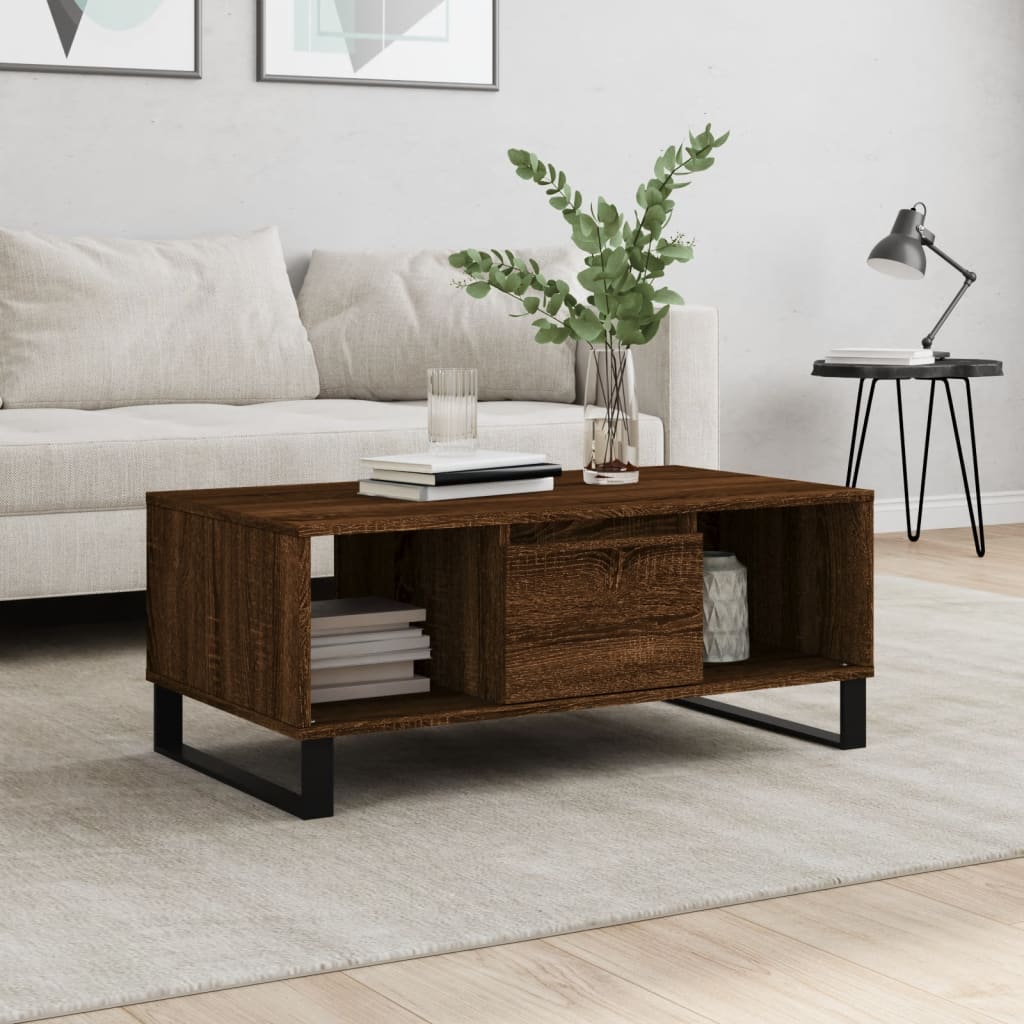 JUNG Vida Couchtisch Braun Eichen-Optik 90x50x36,5 cm Holzwerkstoff