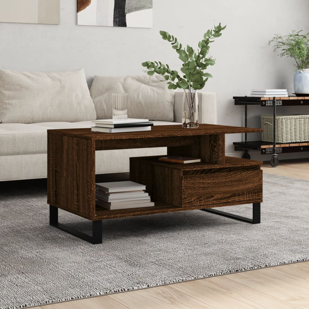 JUNG Vida Couchtisch Braun Eichen-Optik 90x49x45 cm Holzwerkstoff