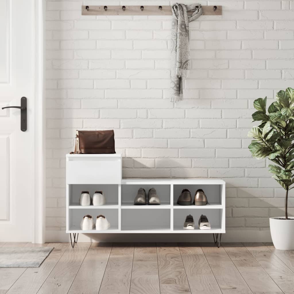 JUNG Vida Schuhregal Weiß 102x36x60 cm Holzwerkstoff