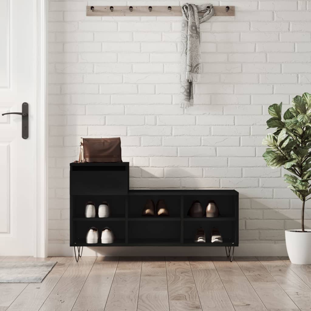 JUNG Vida Schuhregal Schwarz 102x36x60 cm Holzwerkstoff