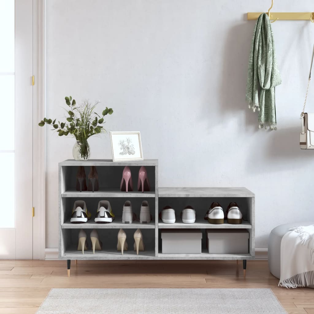 JUNG Vida Schuhregal Betongrau 102x36x60 cm Holzwerkstoff