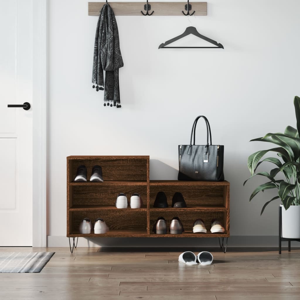 JUNG Vida Schuhregal Braun Eichen-Optik 102x36x60 cm Holzwerkstoff