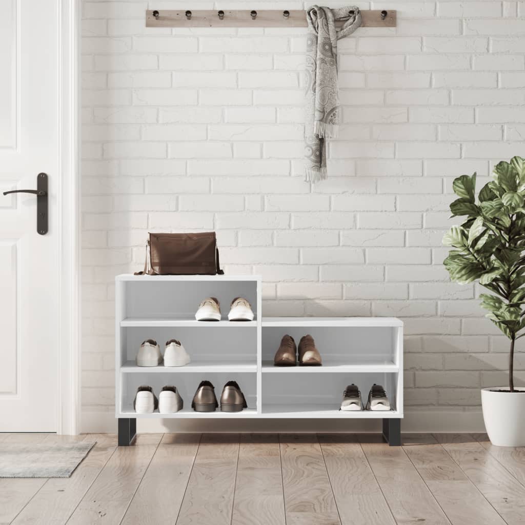 JUNG Vida Schuhregal Hochglanz-Weiß 102x36x60 cm Holzwerkstoff