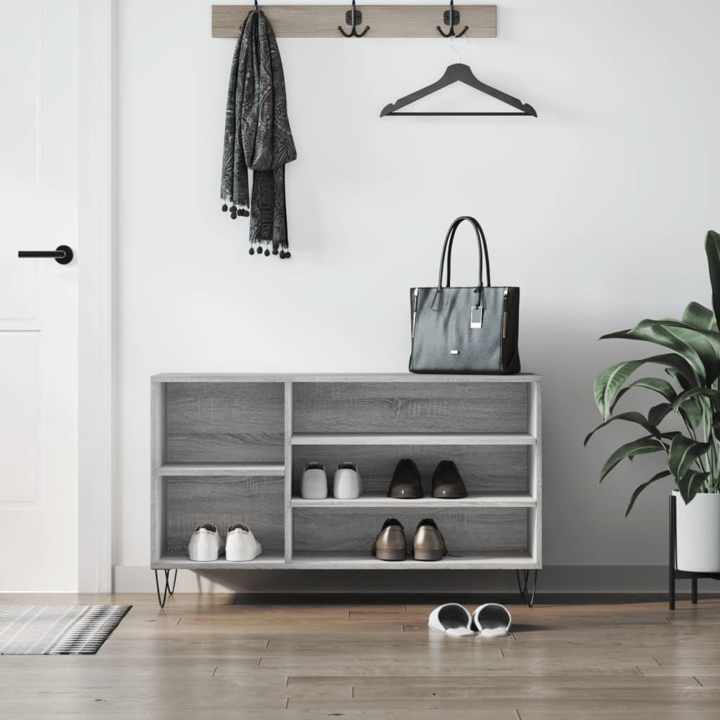 JUNG Vida Schuhregal Grau Sonoma 102x36x60 cm Holzwerkstoff