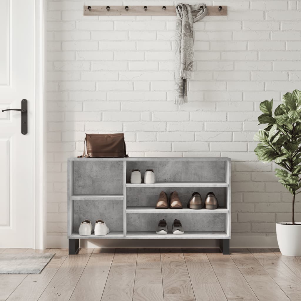 JUNG Vida Schuhregal Betongrau 102x36x60 cm Holzwerkstoff