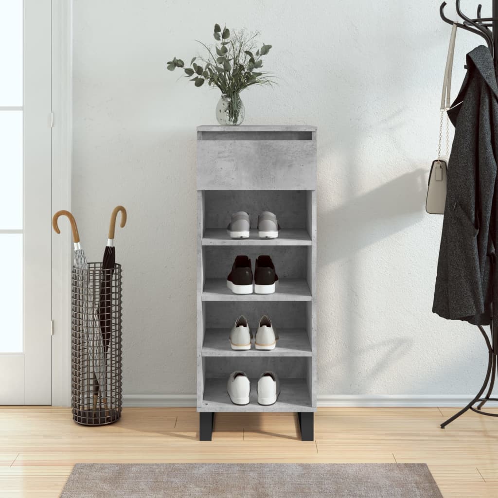 JUNG Vida Schuhschrank Betongrau 40x36x105 cm Holzwerkstoff
