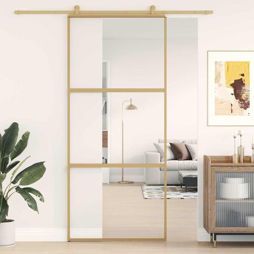 JUNG Vida Schiebetür Golden 90x205 cm ESG-Klarglas und Aluminium