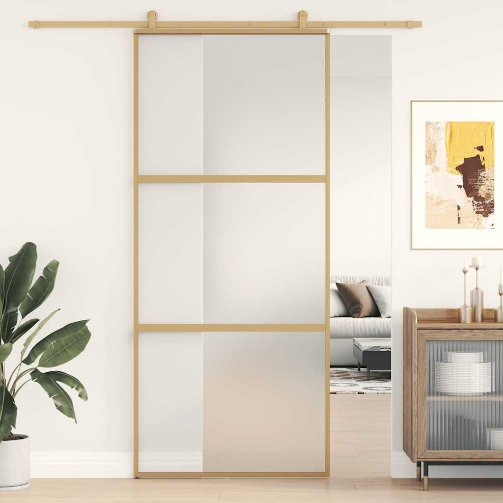 JUNG Vida Schiebetür Golden 90x205 cm Matt ESG-Glas und Aluminium
