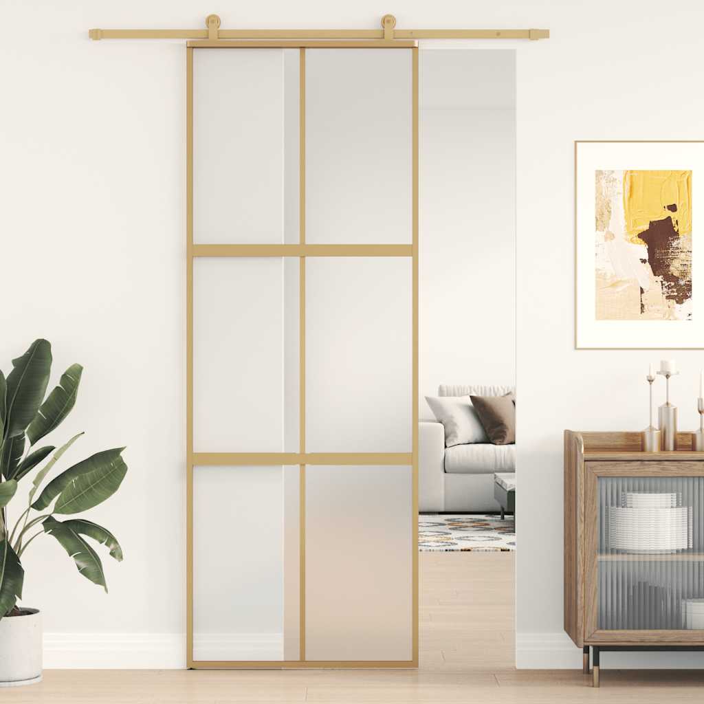 JUNG Vida Schiebetür Golden 76x205 cm Matt ESG-Glas und Aluminium