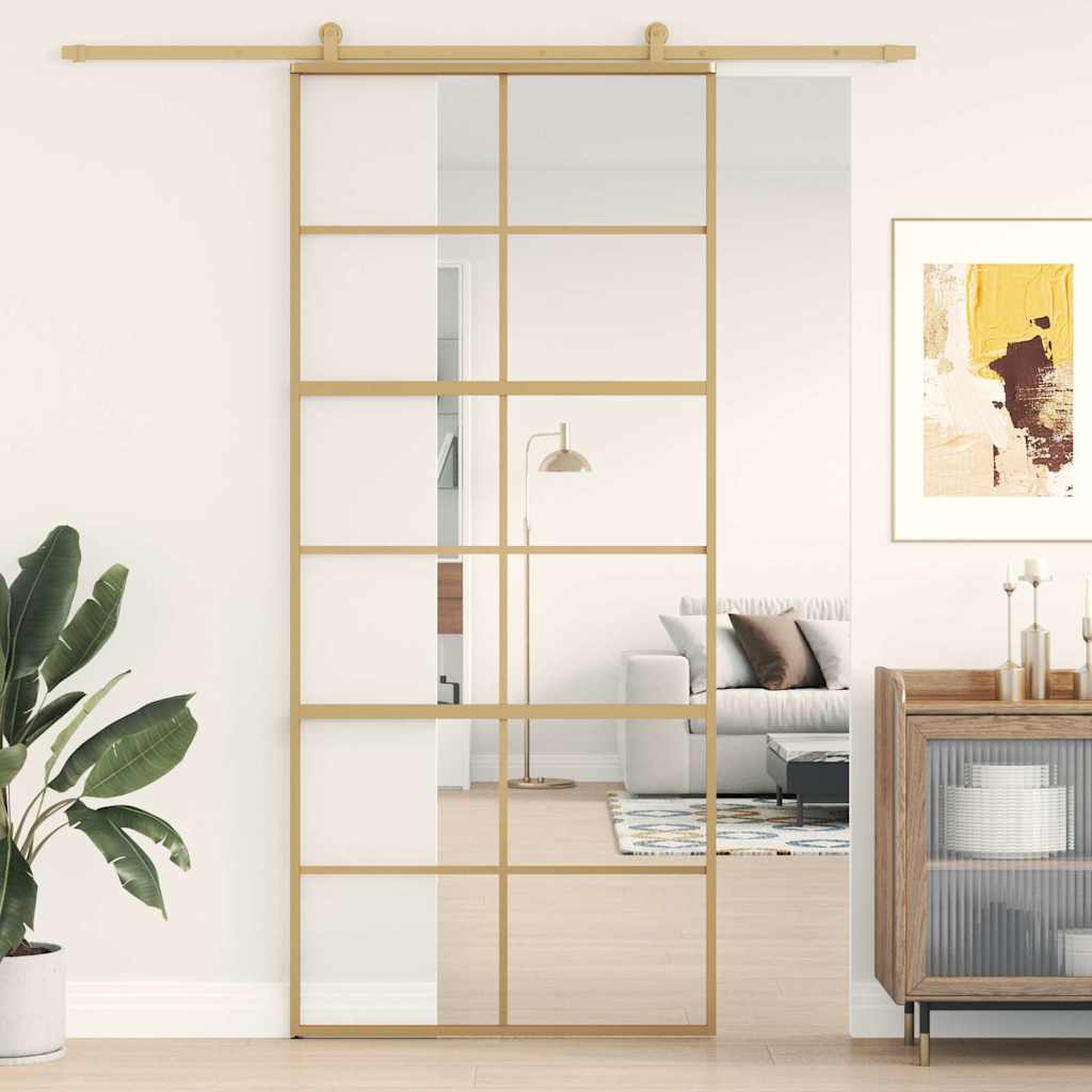 JUNG Vida Schiebetür Golden 90x205 cm ESG-Klarglas und Aluminium