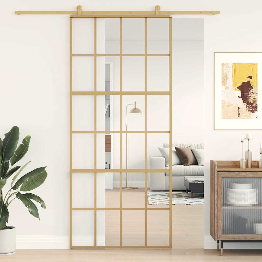 JUNG Vida Schiebetür Golden 90x205 cm ESG-Klarglas und Aluminium