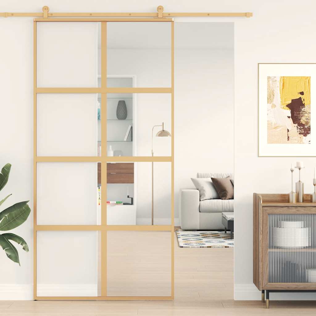 JUNG Vida Schiebetür Golden 102,5x205 cm ESG-Klarglas und Aluminium