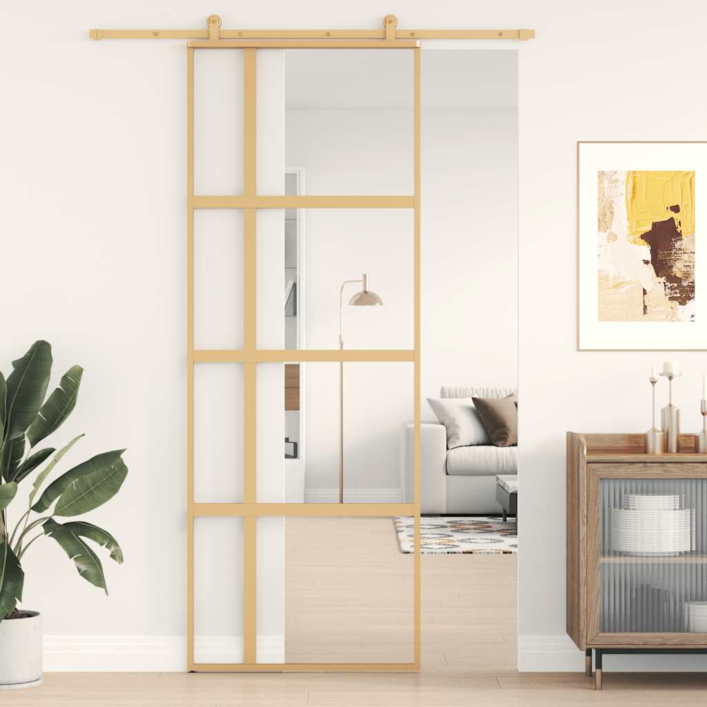 JUNG Vida Schiebetür Golden 76x205 cm ESG-Klarglas und Aluminium