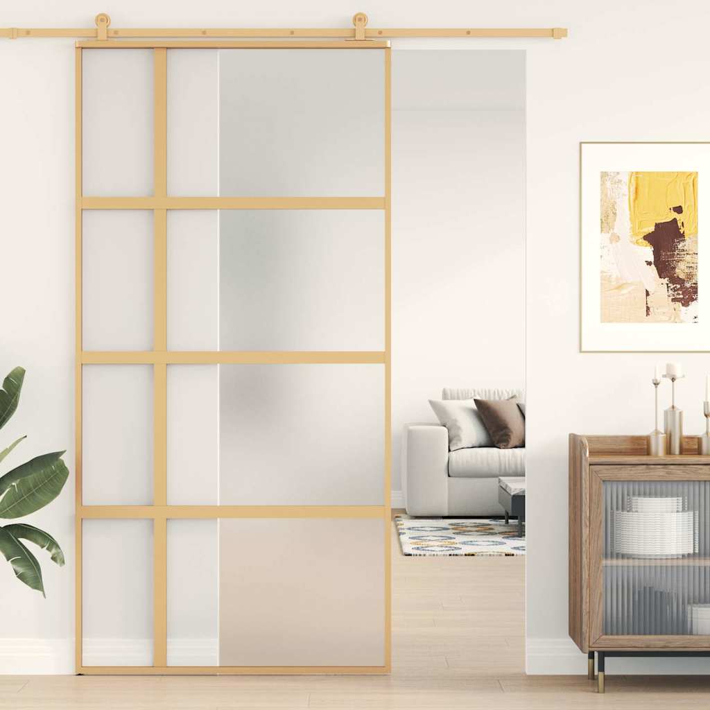 JUNG Vida Schiebetür Golden 102,5x205 cm Matt ESG-Glas und Aluminium