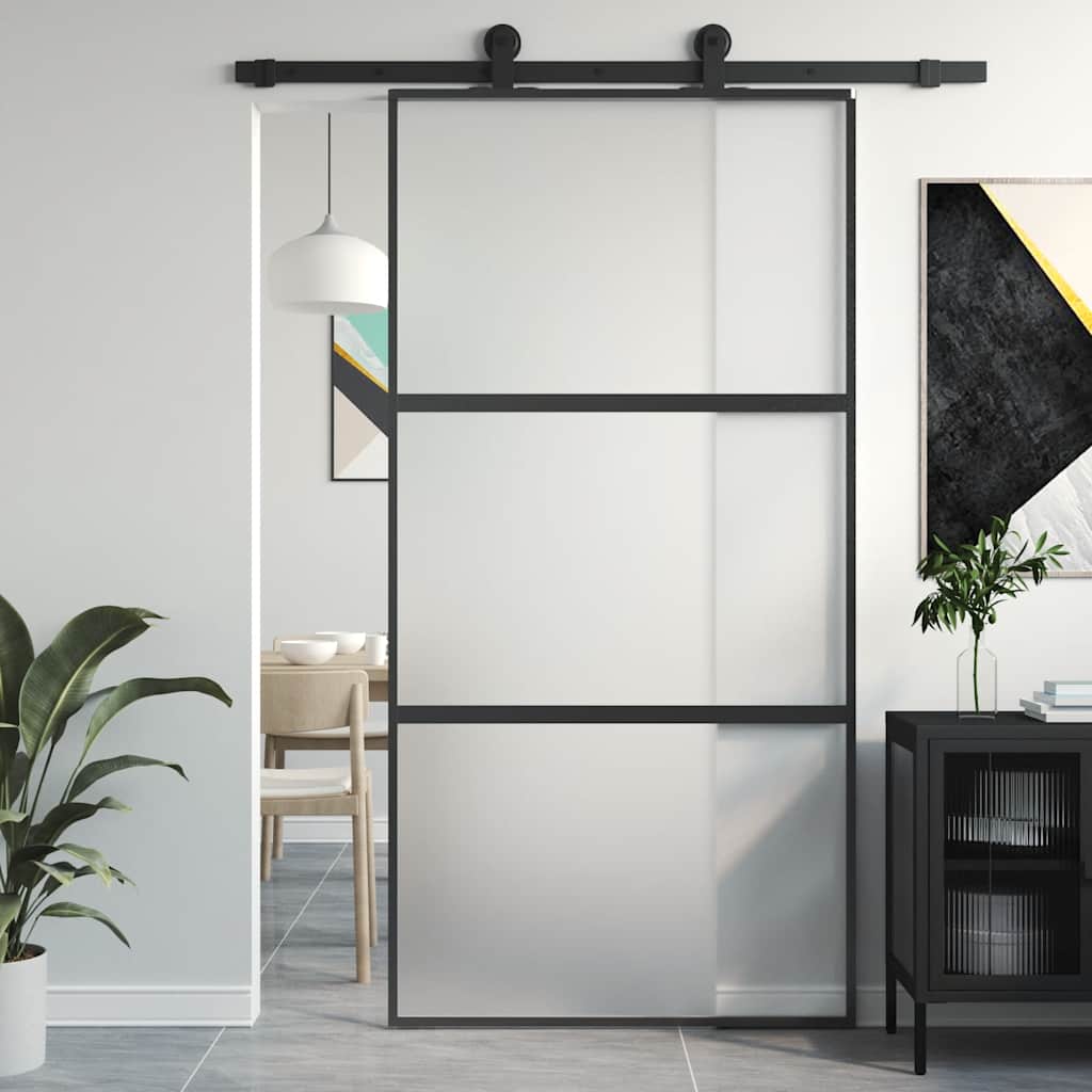 JUNG Vida Schiebetür Schwarz 102,5x205 cm Hartglas und Aluminium