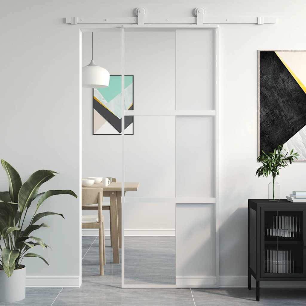 JUNG Vida Schiebetür Weiß 76x205 cm Hartglas und Aluminium