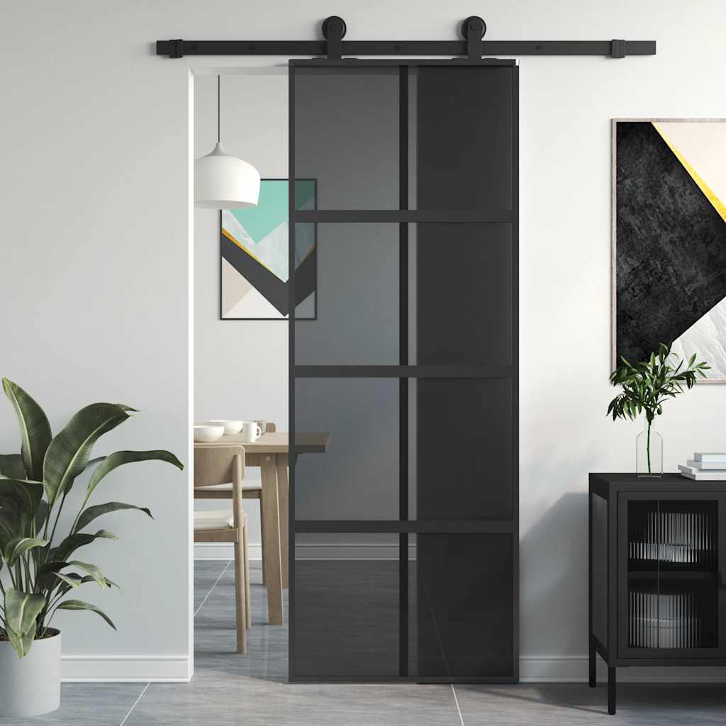 JUNG Vida Schiebetür Schwarz 76x205 cm Hartglas und Aluminium