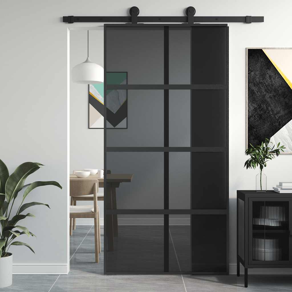 JUNG Vida Schiebetür Schwarz 102,5x205 cm Hartglas und Aluminium