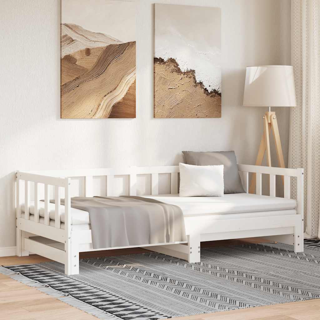 JUNG Vida Tagesbett Ausziehbar Weiß 90x200 cm Massivholz Kiefer
