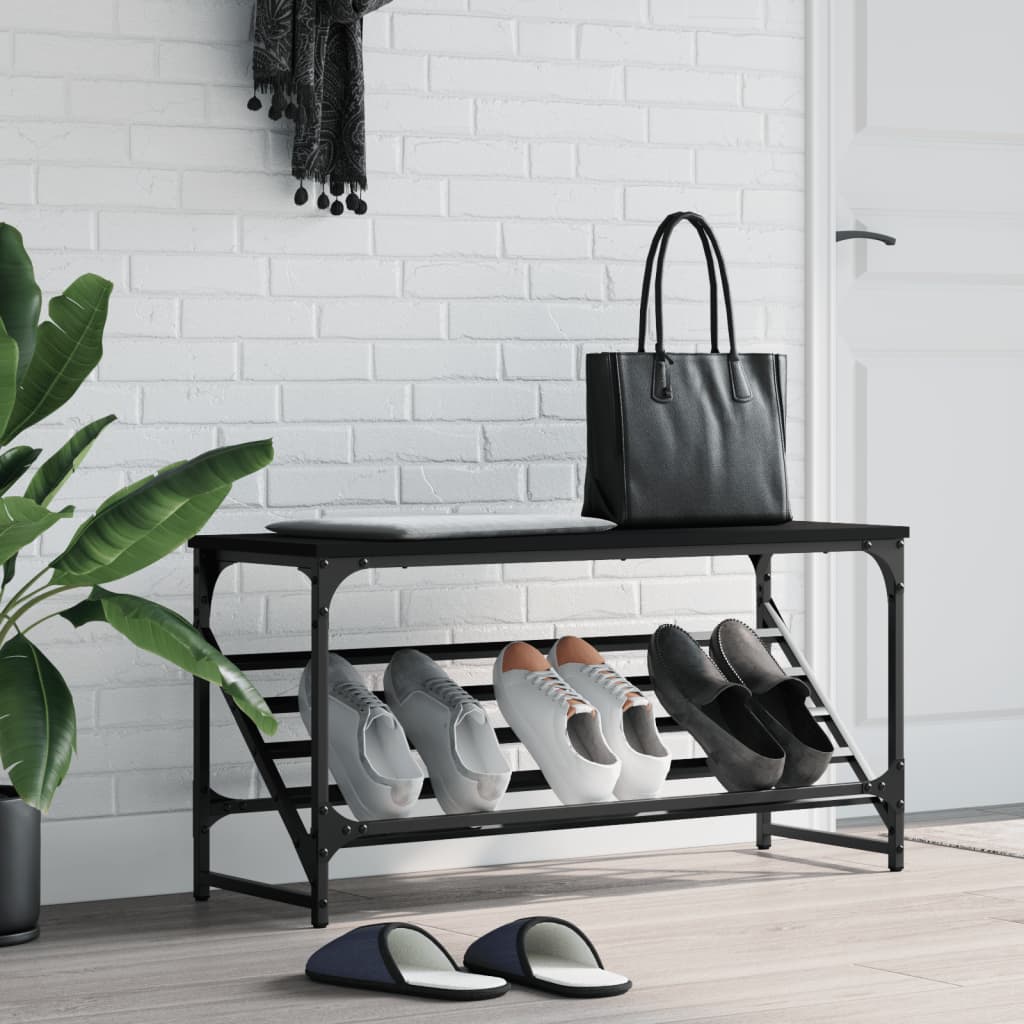 JUNG Vida Schuhregal Schwarz 90x30x45 cm Holzwerkstoff