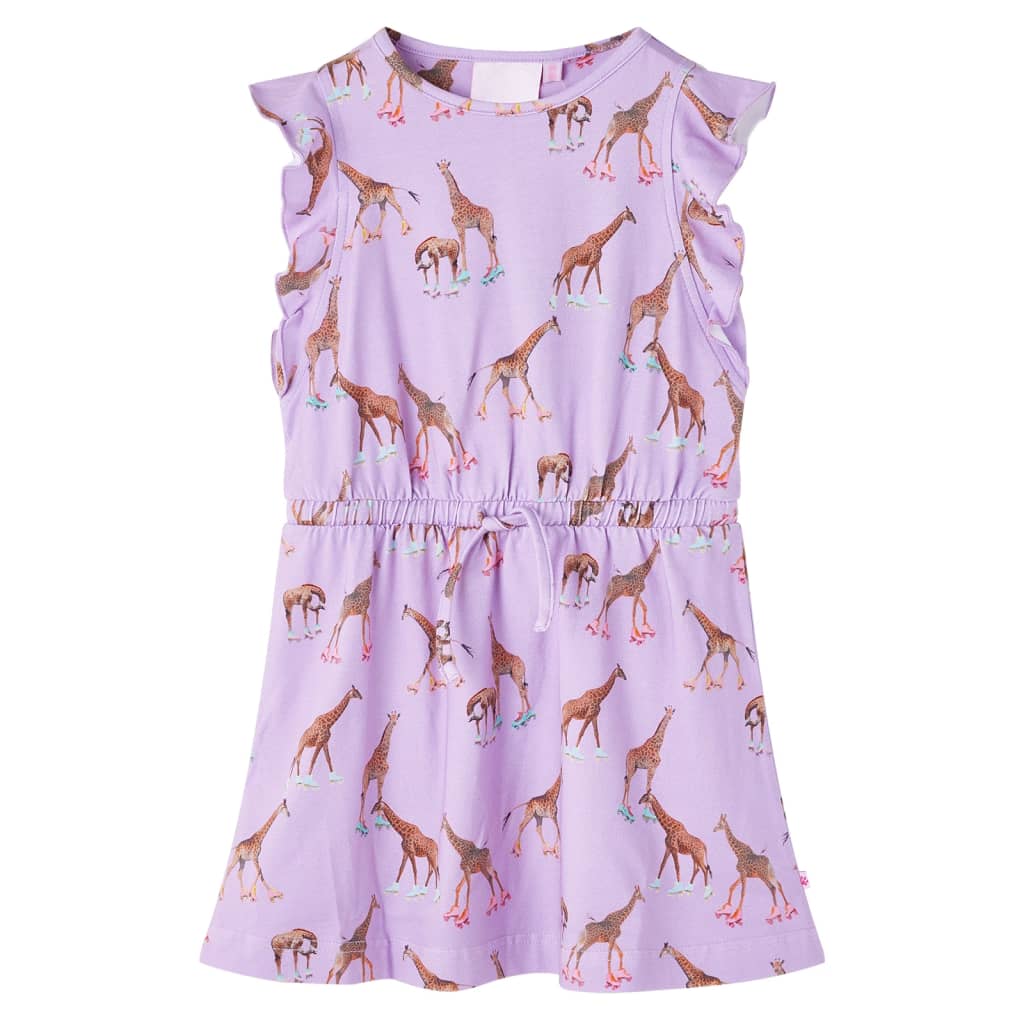 JUNG Vida Kinderkleid mit Rüschenärmeln und Taillenband Lila 140