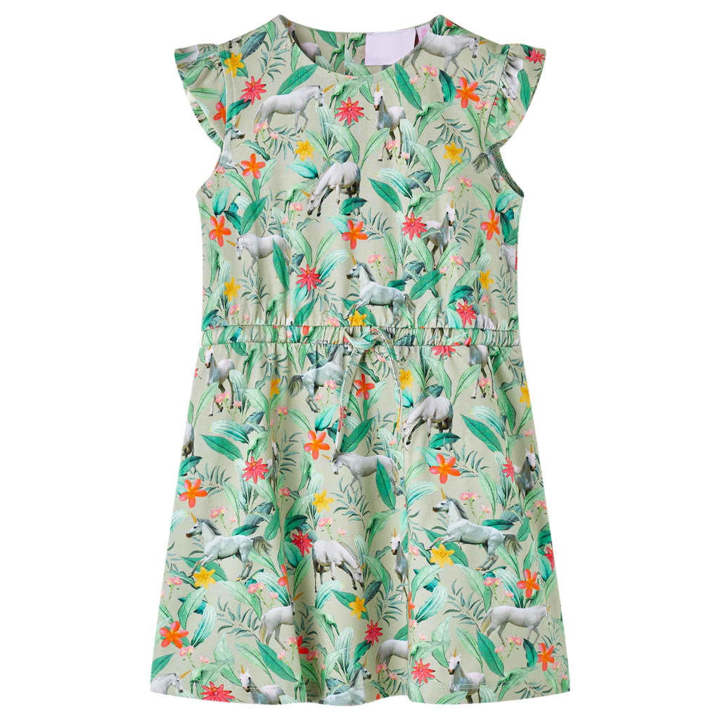 JUNG Vida Kinderkleid mit Flügelärmeln Hellkhaki 104