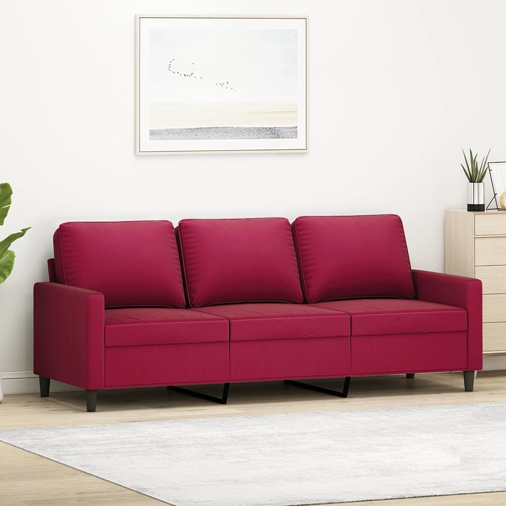 JUNG Vida 3-Sitzer-Sofa Weinrot 180 cm Samt