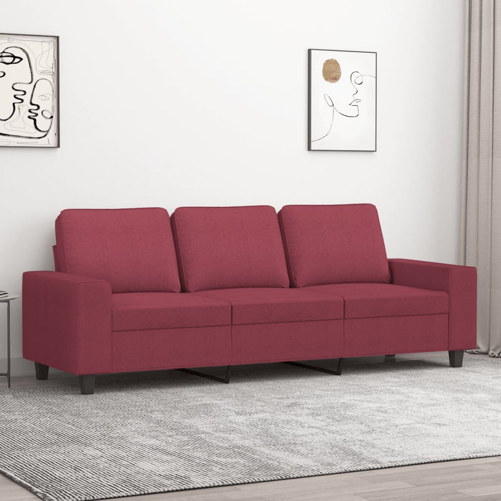 JUNG Vida 3-Sitzer-Sofa Weinrot 180 cm Stoff