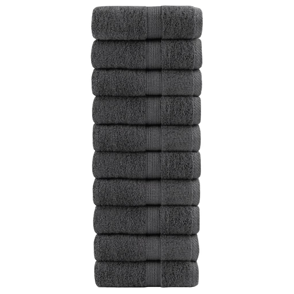 JUNG Vida Premium Gästetücher SOLUND 10 Stk. Anthrazit 30x50 cm 600 g/m²