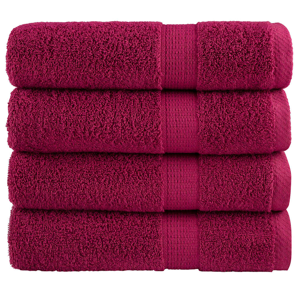 JUNG Vida Premium Badetücher SOLUND 4 Stk. Bordeaux 100x150 cm 600 g/m²
