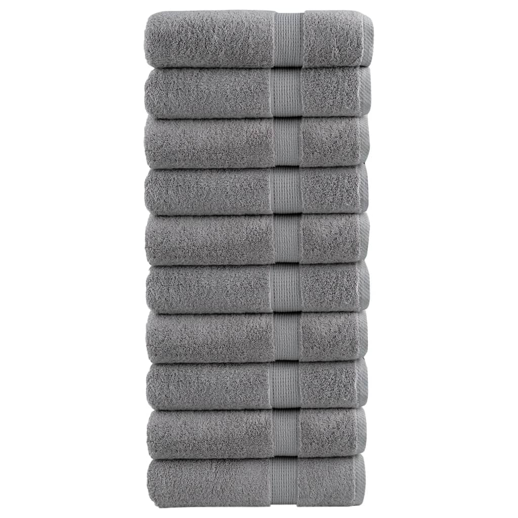 JUNG Vida Premium Badetücher SOLUND 10 Stk. Grau 100x150 cm 600 g/m²