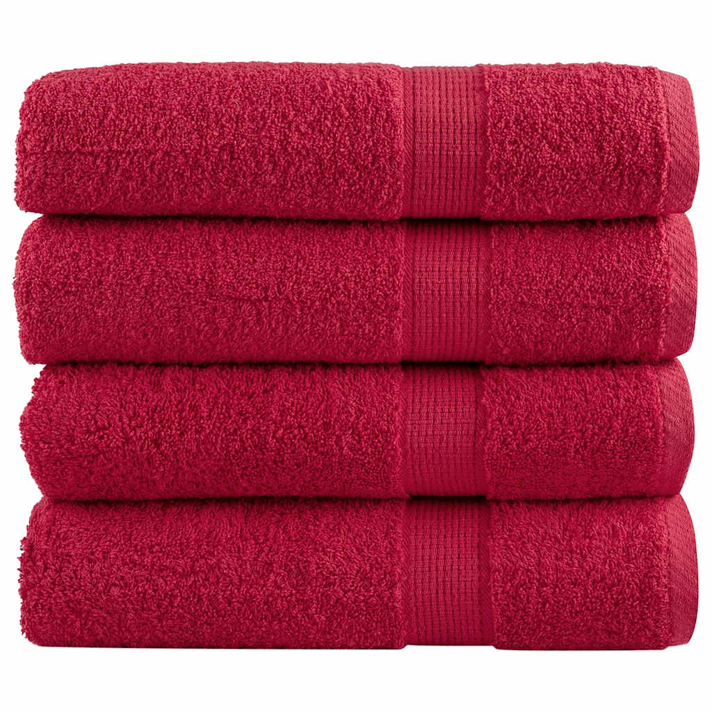 JUNG Vida Premium Badetücher SOLUND 4 Stk. Rot 100x150 cm 600 g/m²