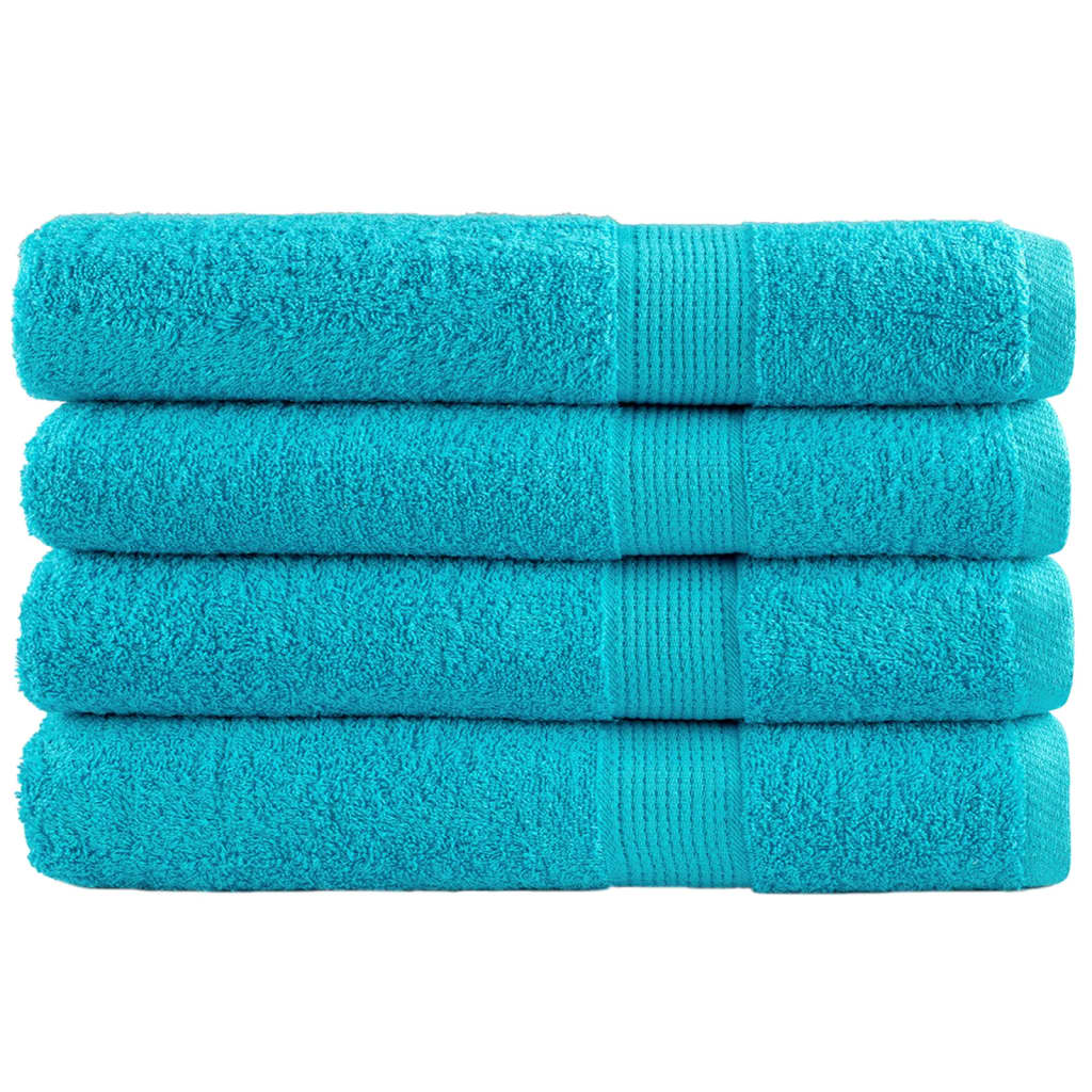 JUNG Vida Premium-Handtücher SOLUND 4 Stk. Türkis 100x200 cm 600 g/m²